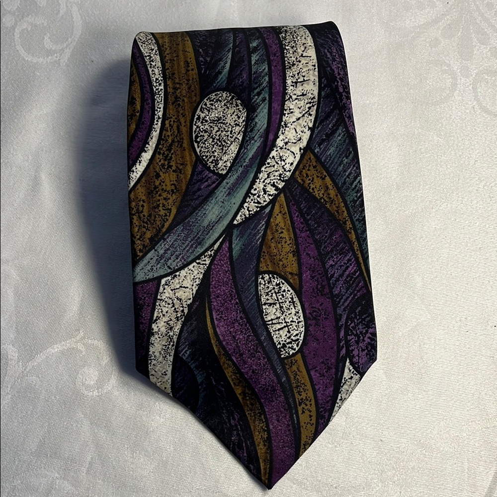 Ketch Purple and Gold Artistic Tie